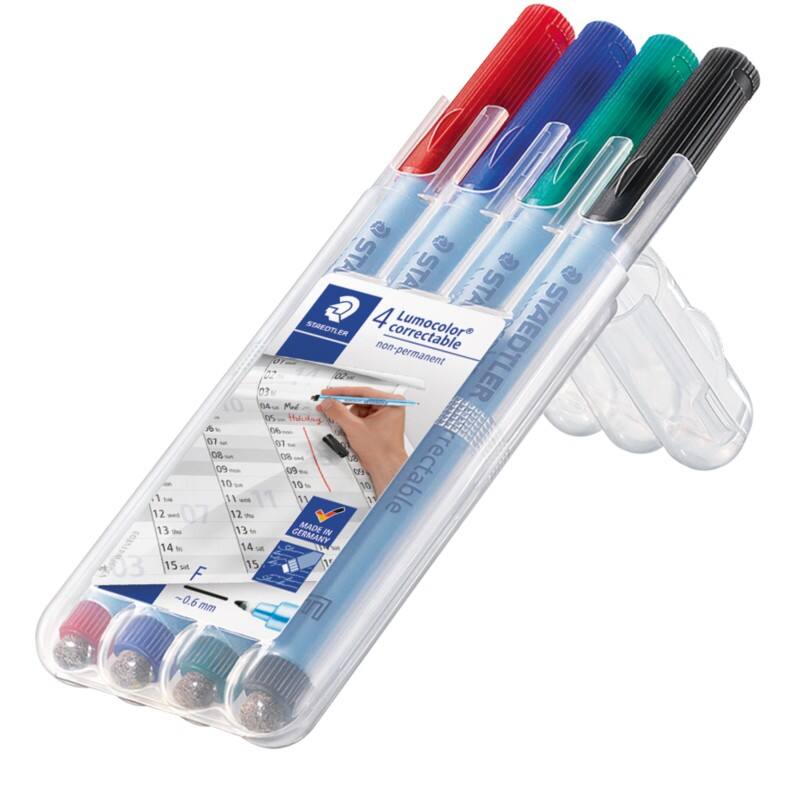 STAEDTLER Lumocolor Viltstift Fijn 0,6 mm Kleurenassortiment Navulbaar 4 Stuks