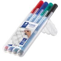 STAEDTLER Lumocolor Viltstift Fijn Kleurenassortiment Navulbaar 4 Stuks