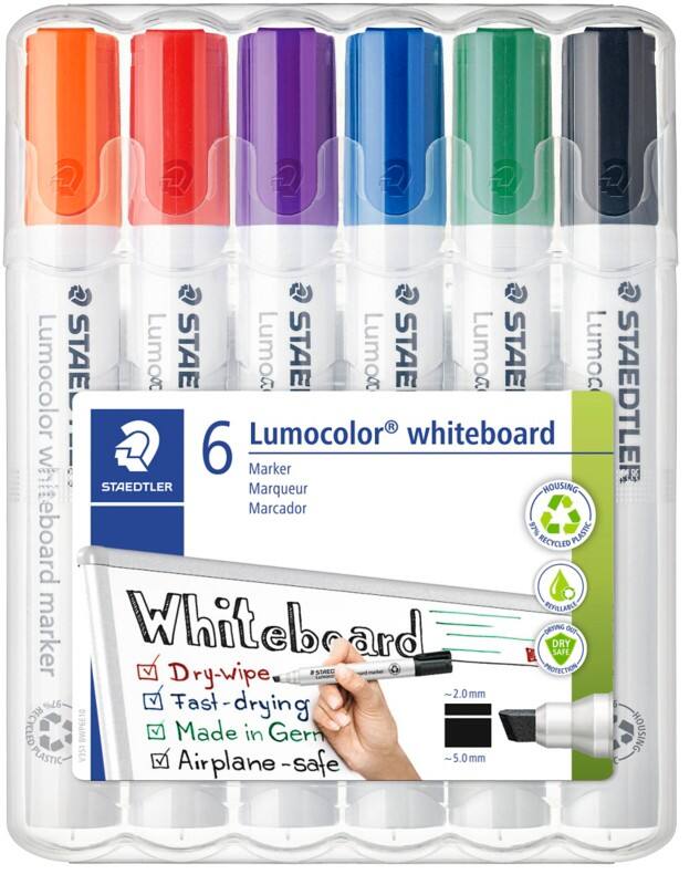 STAEDTLER Lumocolor Whiteboard-marker Kleurenassortiment Beitelpunt - 5 mm 6 Stuks