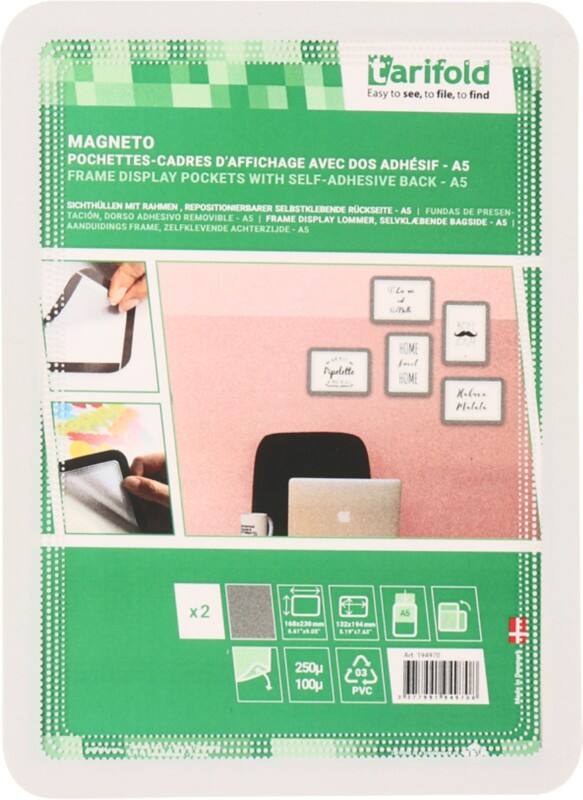 Djois magneto A5 Displayframe Zelfklevend Grijs Klevend PP, PVC 194970 16,8 (B) x 0,2 (D) x 23 (H) cm 2 Stuks