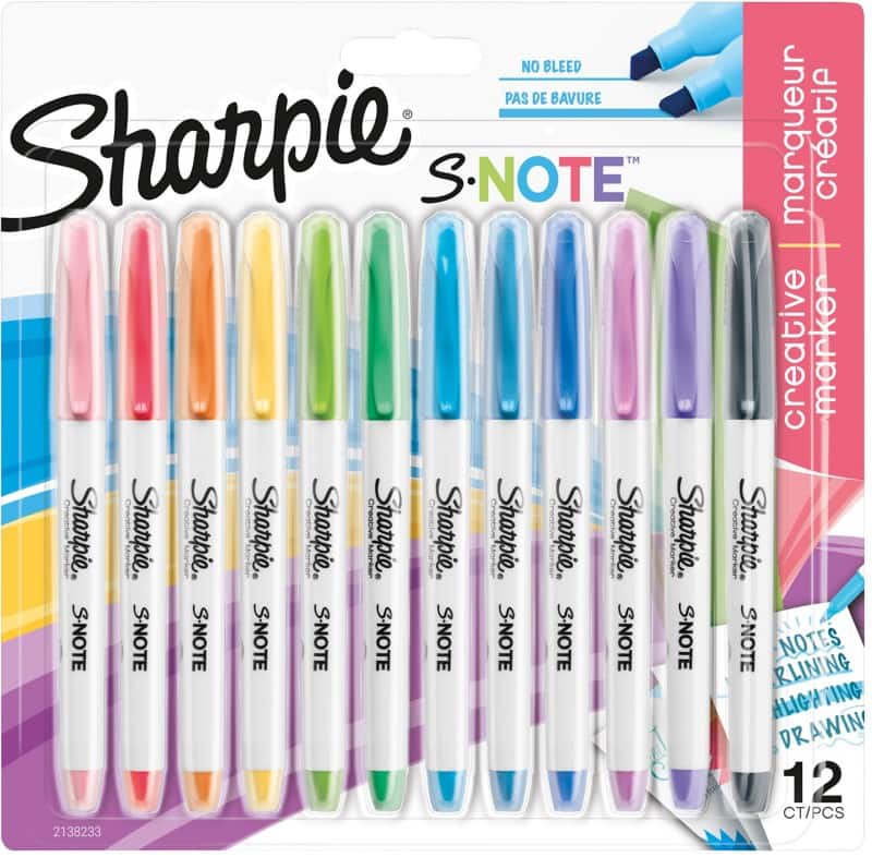 Sharpie S-Note 2138233 Tekstmarker Kleurenassortiment Beitelpunt - 12 Stuks