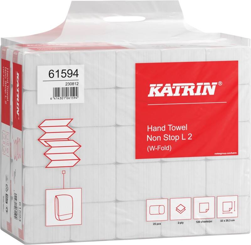 Essuie-mains Katrin Classic 61594 Pliage en M 2 Plis Blanc 25 Rouleaux de 120 Feuilles