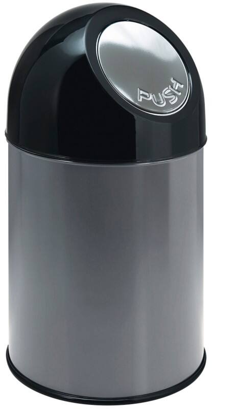 Poubelle push V-PART 30 L Gris, noir Acier