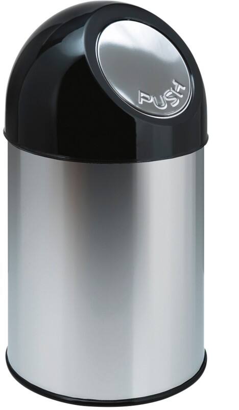 Poubelle push V-PART 30 L Gris, noir Acier inoxydable