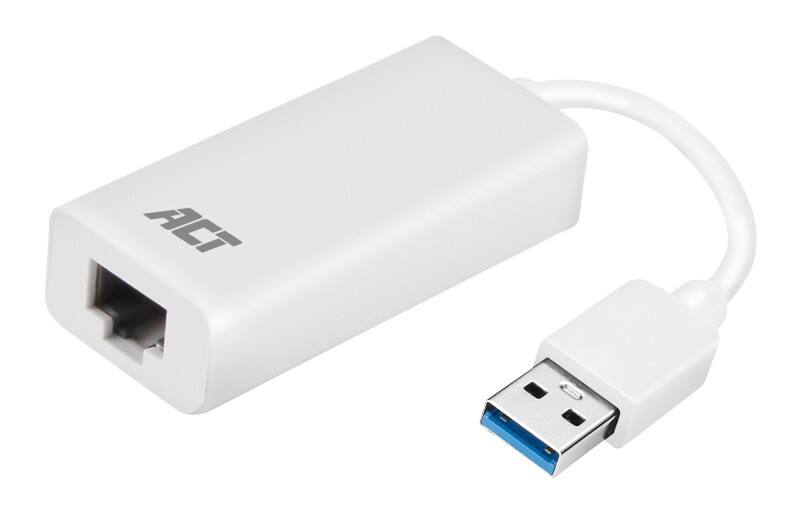 ACT USB-adapter AC4410 Wit USB-compatibel met 10/100/1000 Mbps-netwerken