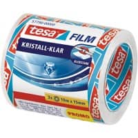 tesa Tape tesafilm crystal clear Transparant 15 mm (B) x 10 m (L) PP (Polypropeen) 3 Stuks