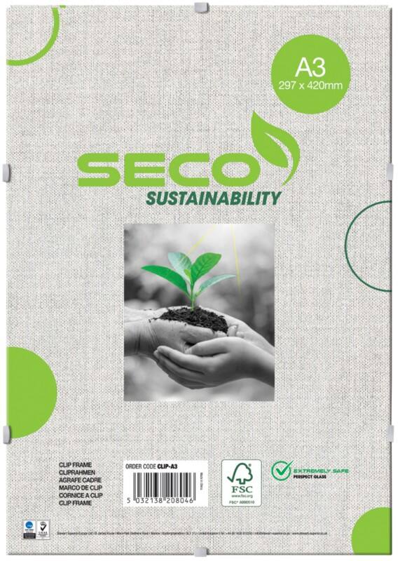 Cadre à clip Seco A3 Transparent CLIPA3 32 (L) x 1,5 (P) x 44 (H) cm CLIPA3