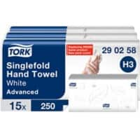 Tork Handdoek V-vouw Wit 2-laags 290258 15 Stuks à 250 Vellen