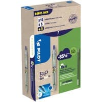 Stylo-bille Pilot B2P Ecoball Pointe Moyenne 0.4 mm Neutre en carbone Bleu Lot de 10 stylos et 10 recharges