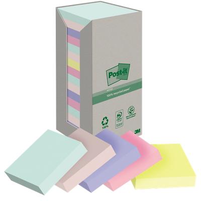 Post-it Recycled Sticky Notes Kleurenassortiment 76 x 76 mm 100 Vellen Pak van 16