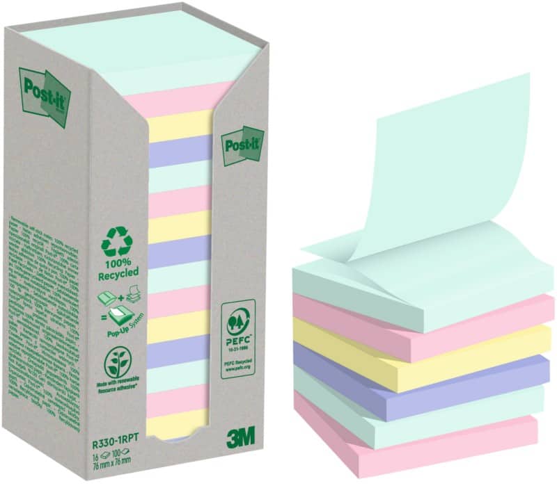 Z-Notes Post-it 76 x 76 mm Assortiment 100 feuilles Paquet de 16