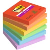 Post-it Super Sticky Notes Playful Kleuren collectie 76 mm x 76 mm 90 Vellen Pak van 6