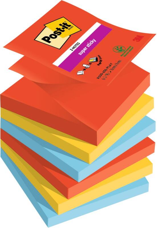 Notes adhésives Post-it Playful 76 x 76 mm Assortiment 90 feuilles Paquet de 6