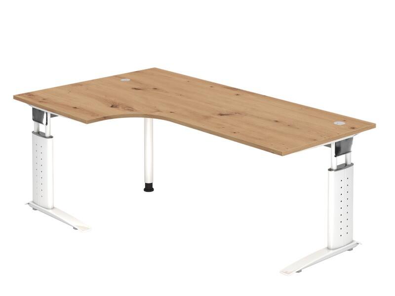 Bureau d'angle Hammerbacher VUS Hauteur ajustable Forme libre Chêne C-Pied 2000 (L) x 1200 (P) x 860 (H) mm Acier, Aggloméré