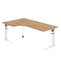 Hammerbacher Hoogteverstelbaar Bureau Vrije vorm Eiken Hout, metaal Wit C-Voet 2.000 x 800 x 680 mm