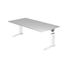Hammerbacher Rechthoekig Hoogteverstelbaar Bureau Hout, metaal 2.000 x 800 x 680 mm US2E Grijs, wit