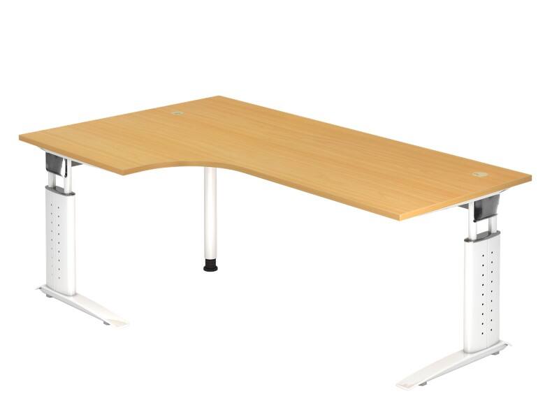 Bureau d'angle Hammerbacher VUS Hauteur ajustable Forme libre Hêtre C-Pied 2000 (L) x 1200 (P) x 860 (H) mm Acier, Aggloméré