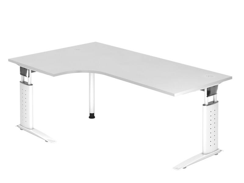 Bureau d'angle Hammerbacher VUS Hauteur ajustable Forme libre Blanc C-Pied 2000 (L) x 1200 (P) x 860 (H) mm Acier, Aggloméré