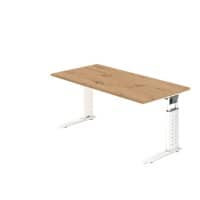 Hammerbacher Hoogteverstelbaar Bureau Rechthoekig Eiken Hout, metaal Wit C-Voet 1.600 x 800 x 680 mm