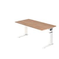 Hammerbacher Rechthoekig Hoogteverstelbaar Bureau US16 Walnoot Hout, metaal Wit 1.600 x 800 x 680 mm