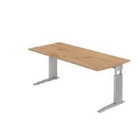 Hammerbacher Hoogteverstelbaar Bureau Rechthoekig Eiken Hout, metaal Zilver C-Voet 1.800 x 800 x 680 mm