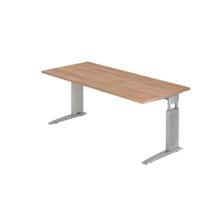 Hammerbacher Rechthoekig Hoogteverstelbaar Bureau US19 Walnoot Hout, metaal Zilver 1.800 x 800 x 680 mm