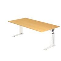 Hammerbacher Bureau US2E Beuken Hout, metaal Wit 2.000 x 800 x 680 mm