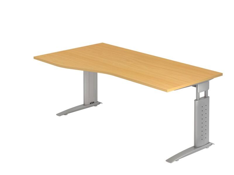 Hammerbacher VUS Hoogteverstelbaar Bureau Vrije vorm Beuken C-Voet 1,800 (B) x 1,000 (D) x 860 (H) mm Spaanplaat, Staal
