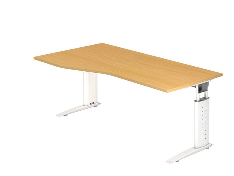 Hammerbacher VUS Hoogteverstelbaar Bureau Vrije vorm Beuken C-Voet 1,800 (B) x 1,000 (D) x 860 (H) mm Spaanplaat, Staal