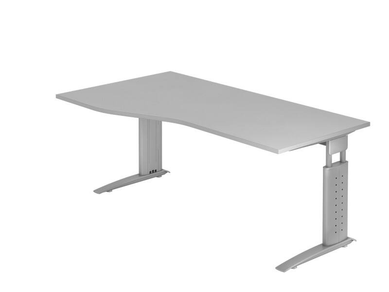 Bureau Hammerbacher VUS Hauteur ajustable Forme libre Gris C-Pied 1800 (L) x 1000 (P) x 860 (H) mm Acier, Aggloméré