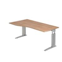 Hammerbacher Vrije vorm Hoogteverstelbaar Bureau US18 Walnoot Hout, metaal Zilver. 1.800 x 800 x 680 mm