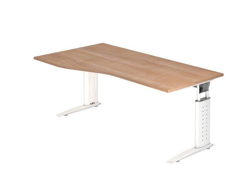 Hammerbacher VUS Hoogteverstelbaar Bureau Vrije vorm Walnoot C-Voet 1,800 (B) x 1,000 (D) x 860 (H) mm Spaanplaat, Staal