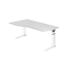 Bureau Hammerbacher Hauteur Ajustable Forme libre Bois, Métal Blanc C-Pied 1800 x 800 x 680 mm