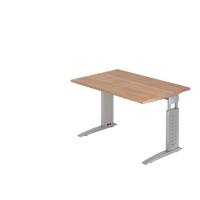 Hammerbacher Rechthoekig Hoogteverstelbaar Bureau US12 Walnoot Hout, metaal Zilver 1.200 x 800 x 680 mm