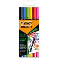 Stylo-feutre BIC Intensity 2-en-1 Double pointe 0,7, 0,9 mm Assortiment 6 unités