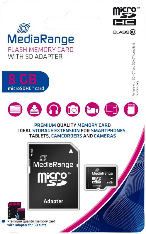Carte microSDHC MediaRange 8 Go Class 10