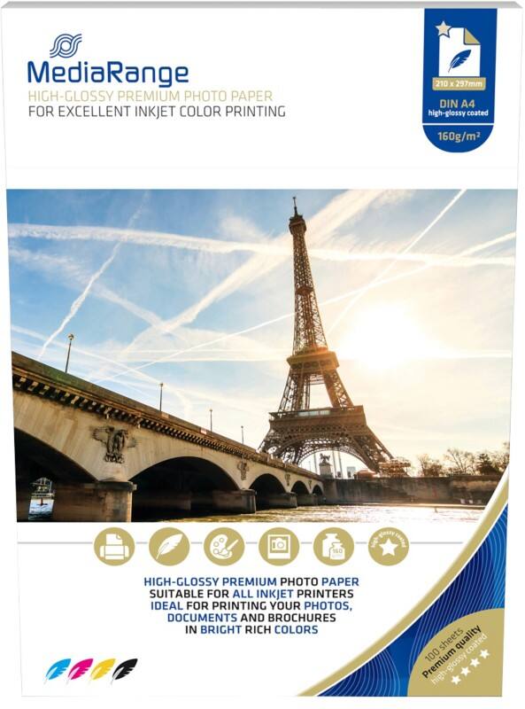 MediaRange Inkjet Fotopapier Glanzend A4 160 g/m² Wit