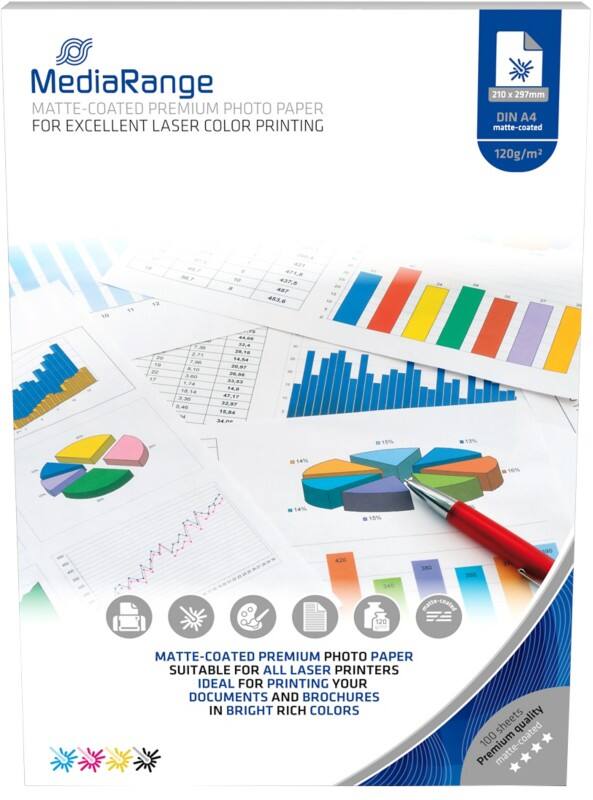 MediaRange Laser Fotopapier Mat A4 120 g/m² Wit 100 Vellen