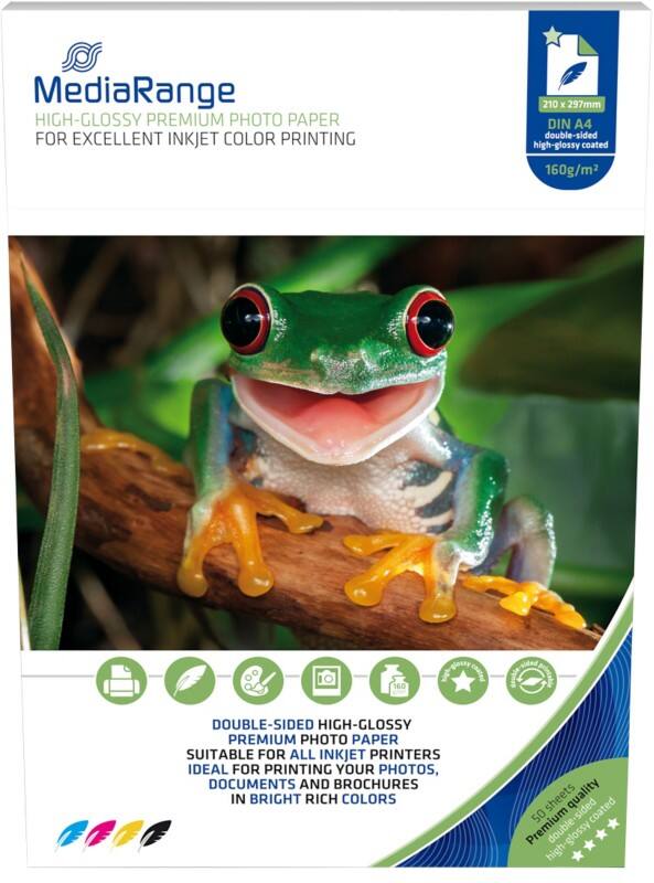 MediaRange Inkjet Fotopapier Glanzend A4 160 g/m² Wit 50 Vellen