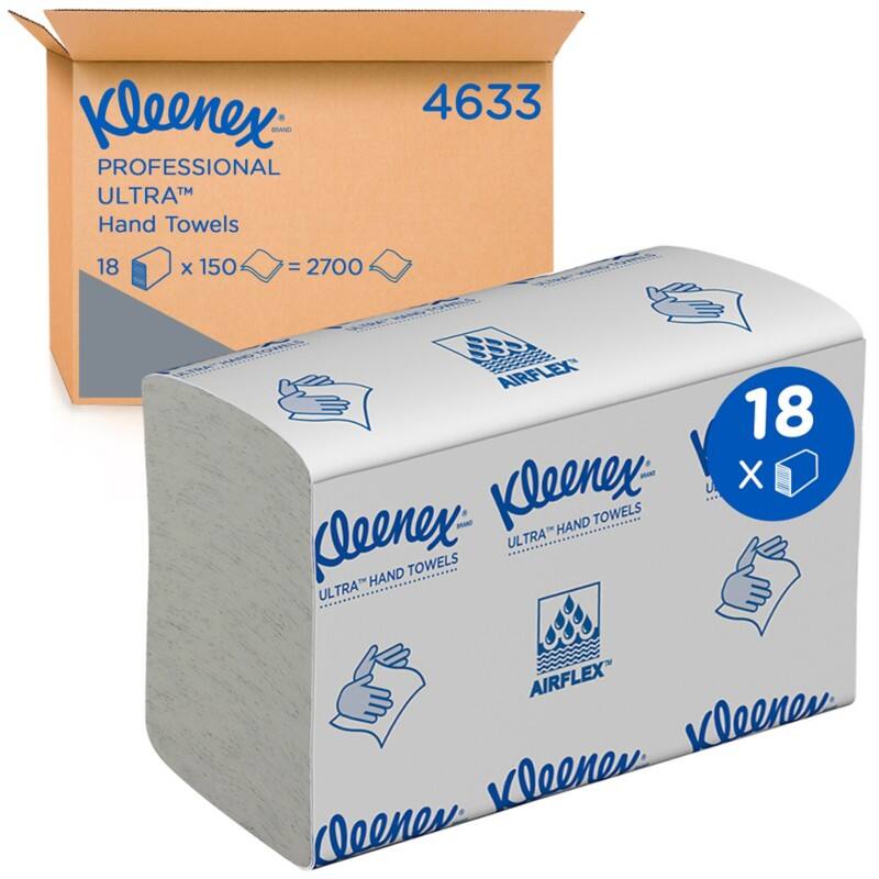 Kleenex Ultra Papieren handdoeken Z-vouw Wit 2-laags U4633100 18 Stuks à 150 Vellen