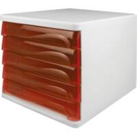 helit Archiefdoos met 5 lades Rood, wit 26.8 cm Pak van 4