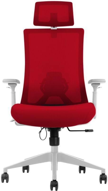 Siège de bureau euroseats Mécanisme synchrone Filet Accoudoirs 3D Blanc, rouge 110 kg 520 mm x 1111 mm