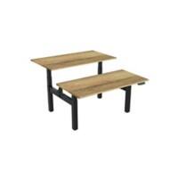 Bureau assis-debout euroseats Sit-stand Rectangulaire Chêne Cadre en H 1600 (L) x 800 (P) x 1305 (H) mm Métal, plastique