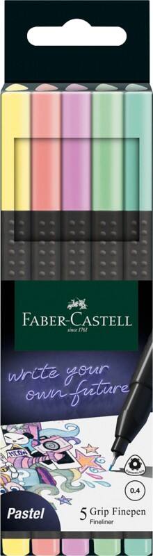 Faber-Castell Grip Fineliner 0,4 mm Kleurenassortiment 5 Stuks