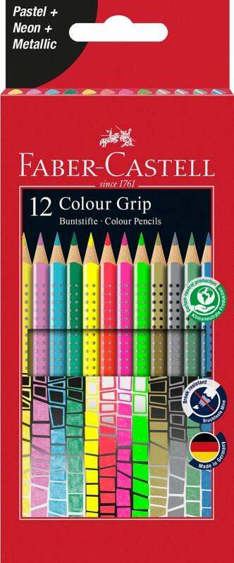 Faber-Castell Colour Grip Kleurpotloden Kleurenassortiment 12 Stuks