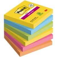 Notes Super Sticky Post-it 76 x 76 mm Couleurs Carnival 90 Feuilles Pack économique 4 blocs + 2 GRATUITS