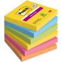 Post-it Super Sticky Notes 76 x 76 mm Carnival Kleurencollectie 90 Vellen Voordeelpak 4 blokken + 2 GRATIS