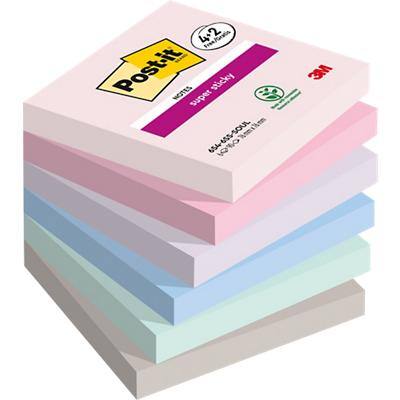 Post-it Super Sticky Notes 76 x 76 mm Soulful Kleurencollectie 90 Vellen Voordeelpak 4 blokken + 2 GRATIS