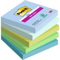 Notes Super Sticky Post-it Oasis 76 x 76 mm Assortiment 90 feuilles Paquet de 5