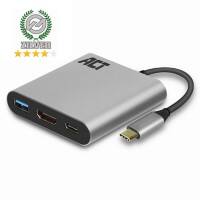 Adaptateur ACT USB-C vers HDMI female adaptateur avec PD Pass-Through 60W, 4K, USB-A